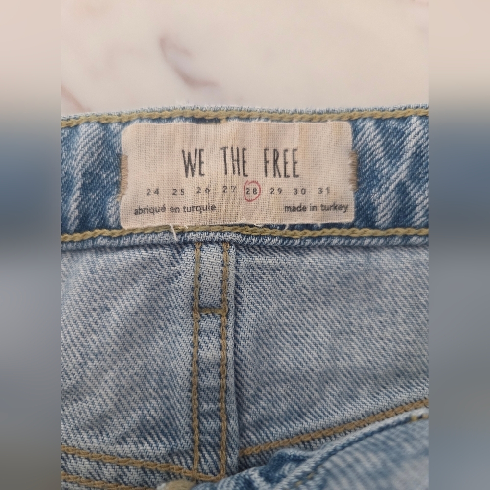 Free People We The Free Denim A Line Mini Jean Skirt Cut Off Distressed - Picture 3 of 5